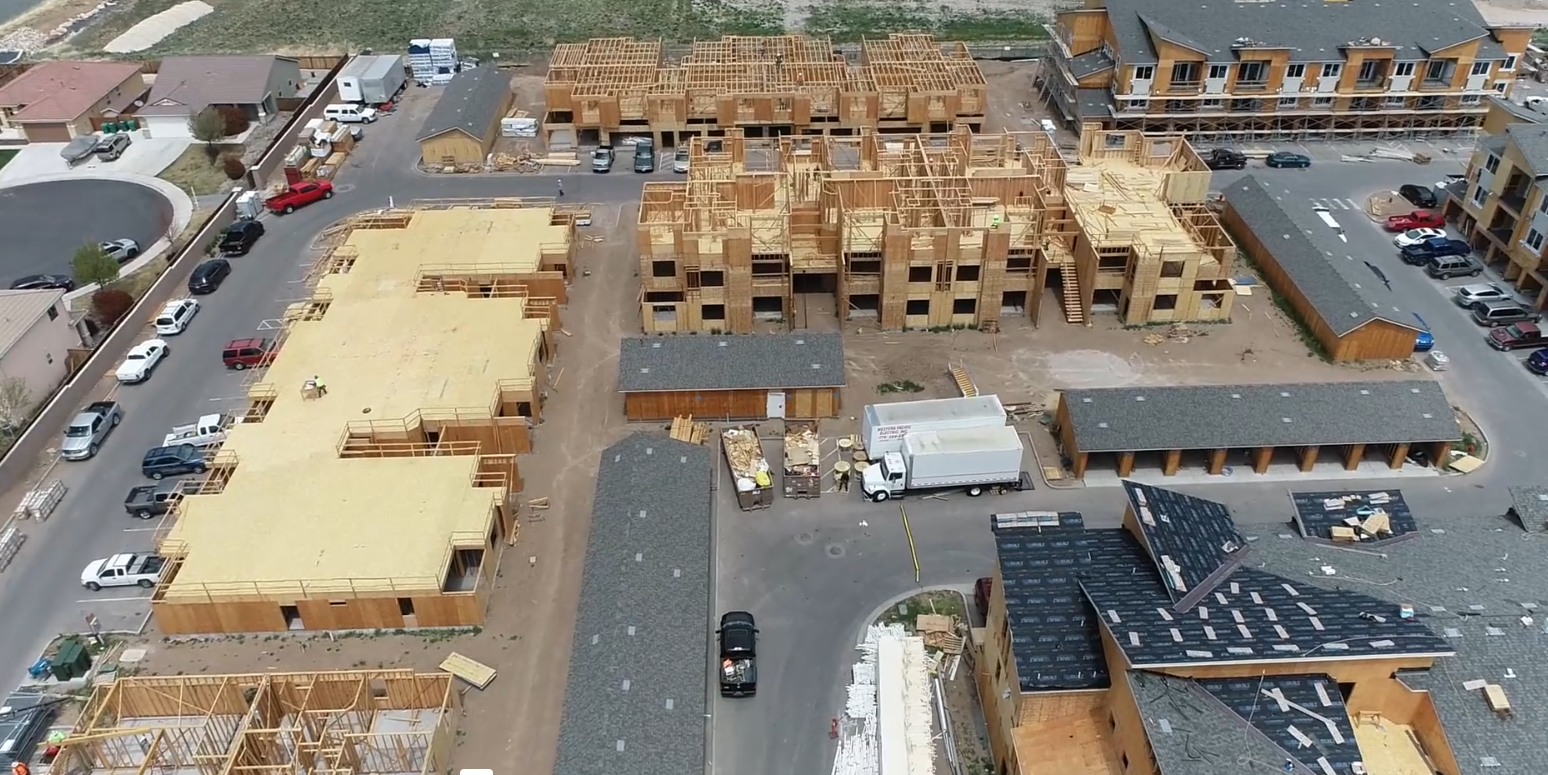 Aerial view of a commercial property